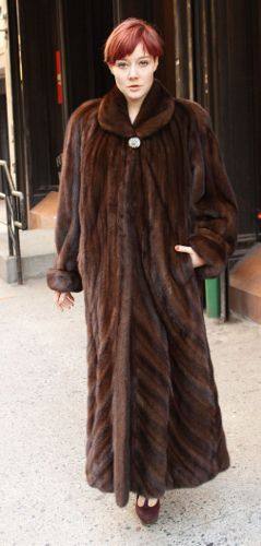 Mahogany Female Mink Coat Full Length Directional Design