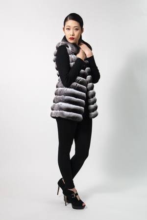 Marc Kaufman Furs presents a horizontal chinchilla fur vest from Marc Kaufman Furs USA,Fur coats in Argentina, fur coats in Chile, fur coats in Venezuela, fur coats in Australia, fur coats in Belgium,fur coats in Netherlands, fur coats in Norway,fur coats in Sweden,fur coats in Dubais,fur coats in Egypt,fur coats in Egypt,fur coats in Kuwait, fur coats in South Africa,fur coats in Tunisia,fur coats in the Falklands