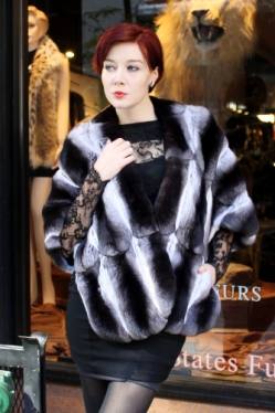 Black Velvet Chinchilla Fur Cape