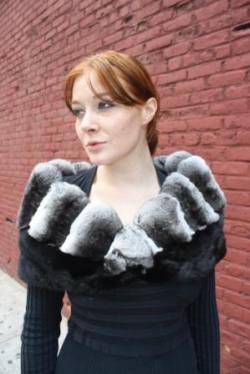 black sheared mink cape chinchilla fur trim