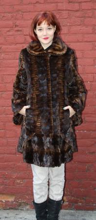 Whiskey Brown Sheared Mink Laser Cut Mink Fur Stroller