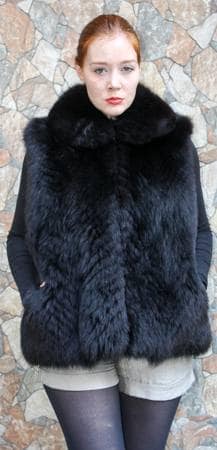 Dyed Black Fox Fur Vest