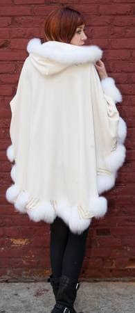 Ivory Cashmere Cape Matching Fox Border Trim