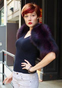 Sexy Purple Fox Fur Bolero