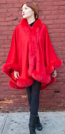 Red Cashmere Cape Dyed Red Fox Border 2211