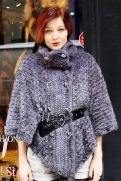 Sapphire Knit Mink Fur Cape Belt Buttons marc Kaufman Furs