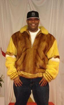 Whiskey Yellow White Mink Mans Bomber Fur Jacket