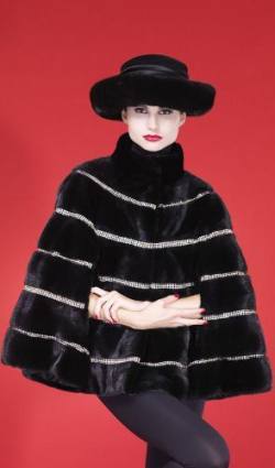 Blackglama Mink Cape Mink Fur Hat Swarovski Crystals