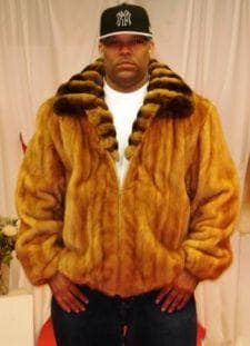 Whiskey Mink Bomber Fur Jacket Chinchilla Fur Collar