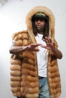 Amazing Mens Horizontal Red Fox Vest Fur Hood