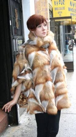 Bohemian Red Fox Fur Poncho NYC Style