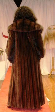 Mahogany Red Full Length Mink Coat Russian Sable Fur Collar Cold winters in Moscow