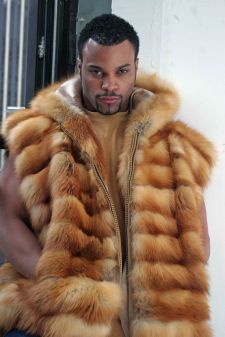 Men's Red Fox Hoodie Fur Vest