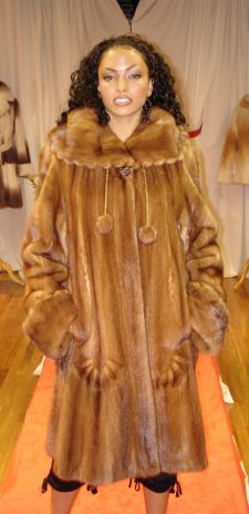 Sexy Designer Whiskey Mink Swing Fur stroller Inserted Swirls Hood fringes