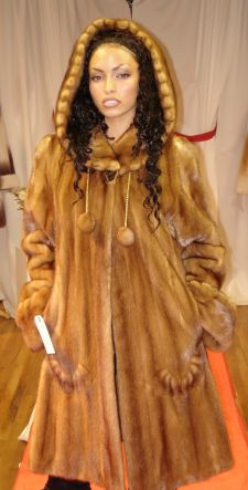 Sexy Designer Whiskey Mink Swing Fur stroller Inserted Swirls Hood fringes