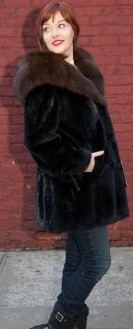 Black Mink Stroller Russian Sable Fur Lined Hood