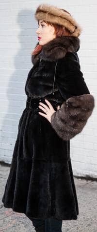 Perfect Evening Coat Classic Blackglama Mink Coat Russian Sable Collar Cuffs Marc Kaufman Furs NYC Fur Store Wear Opera Wedding Theatre