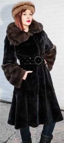 Classic Blackglama Mink Coat Russian Sable Collar Cuffs