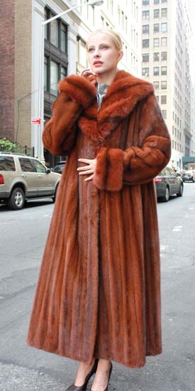 Marc Kaufman Furs Presents a cayenne red mink fur coat with matching sable fur collar from Marc Kaufman Furs New York,Argentina,United Kingdom,Austria,Denmark,Norway,Australia,Finland,Saudi Arabia,Oman,Kuwait,Jordan,Egypt