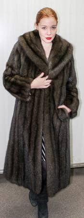 Russian Sable Fur coat Full Length Shawl Collar Straight Sleeves