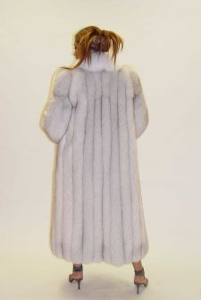 Marc Kaufman Furs Presents a blue fox fur coat with white fox fur trim from Marc Kaufman Furs New York,Argentina,United Kingdom,Austria,Denmark,Norway,Australia,Finland,Saudi Arabia,Oman,Kuwait,Jordan,Egypt