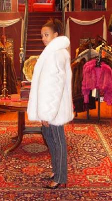 Marc Kaufman Furs presents a blue fox fur jacket with white fox fur trim from Marc Kaufman Furs New York,Fur coats in Baltimore, fur coats in Chicago, fur coats in Detroit, fur coats in Los Angeles, fur coats in Detroit, fur coats in orange county, fur coats in Atlanta, fur coats in Denver, fur coats in Dallas, fur coats in Seattle, fur coats in Portland, fur coats in Santiago, fur coats in Portugal, fur coats in Madrid