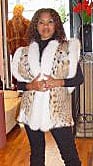 Cat Lynx Fur Vest White Fox Fur Trim