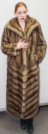 Stunning Golden Russian Sable Fur Coat Wing Collar Straight Sleeves Diagonal NYC Fur Store Dress Warm in NY