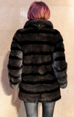 Two Tone Brown Black Mink Fur Jacket