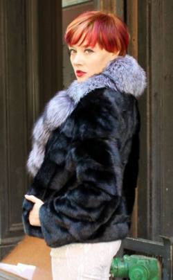 Ranch Mink Jacket Silver Fox Shawl Collar