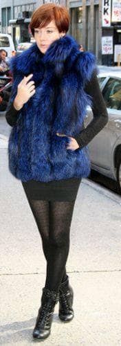 Dyed Royal Blue Silver Fox Fur Vest