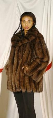 Classic Russian Sable Fur jacket Wide Sleeves Scalloped Body