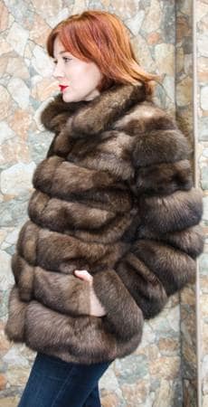 Casual Russian sable Fur jacket Horizontal