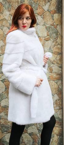 Amazing Belted White Mink Fur Stroller Designer Furs Marc Kaufman Aspen Washington DC Vail ski aspen Chicago Detroit