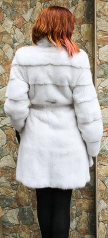 Amazing Belted White Mink Fur Stroller Designer Furs