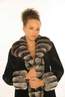 Marc Kaufman Furs presents a black sheared mink coat with chinchilla tuxedo from Marc Kaufman Furs New York City,Fur coats in Argentina, fur coats in Chile, fur coats in Venezuela, fur coats in Australia, fur coats in Belgium,fur coats in Netherlands, fur coats in Norway,fur coats in Sweden,fur coats in Dubais,fur coats in Egypt,fur coats in Egypt,fur coats in Kuwait, fur coats in South Africa,fur coats in Tunisia,fur coats in the Falklands