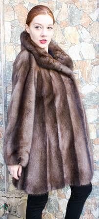 Demi Mink Swing Fur stroller Wing Collar Straight Sleeves