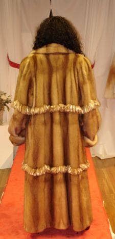 Italian Designed Whiskey Mink Coat Fringes