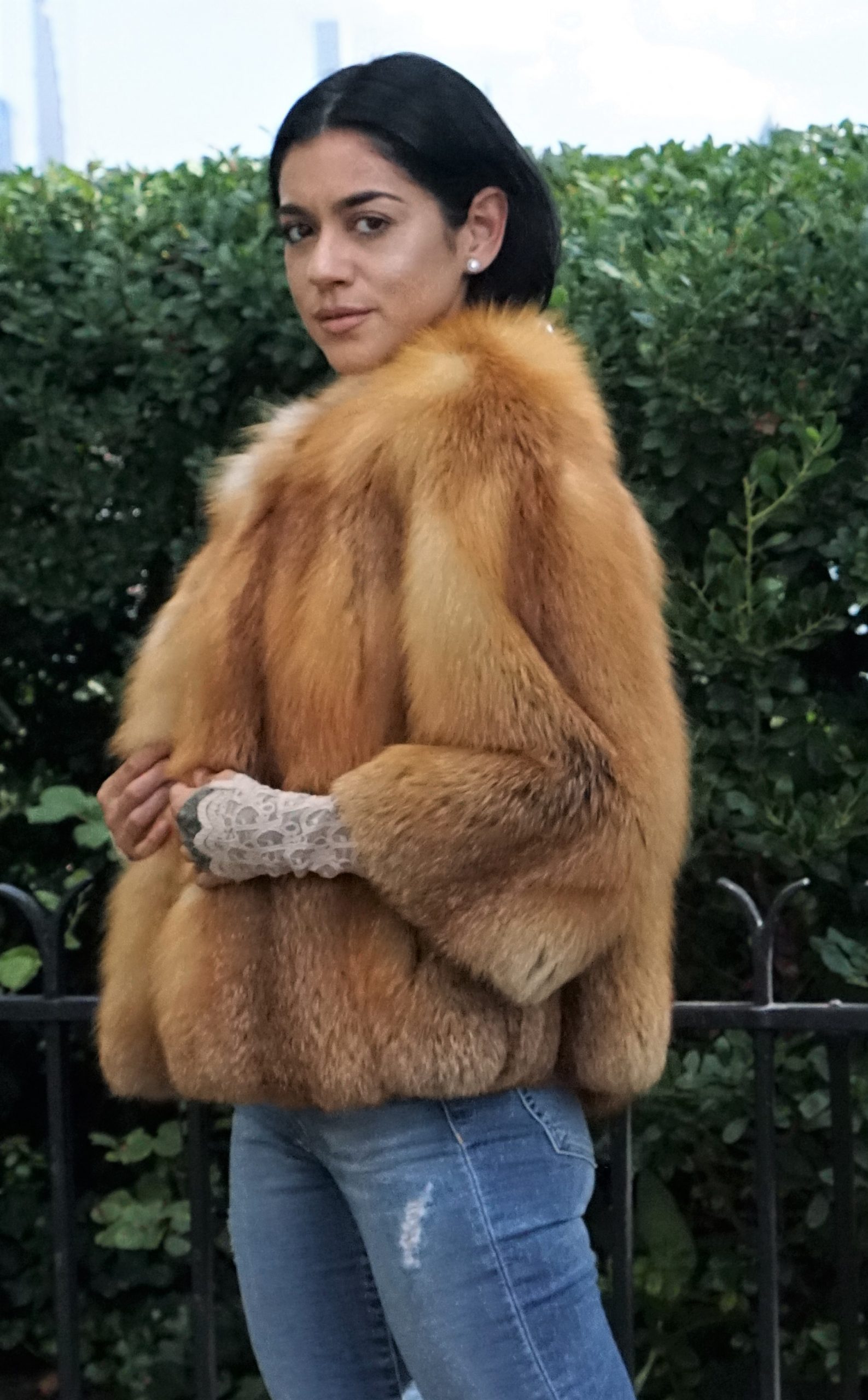 red fox fur bolero jacket