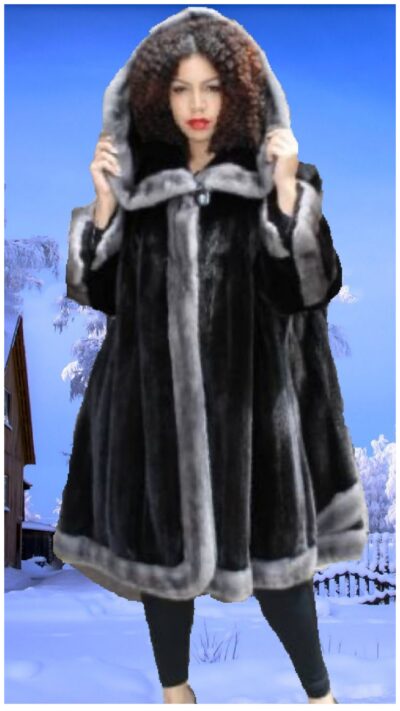 plus size designer ranch mink fur trim