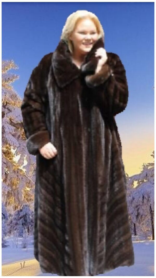 plus size mahogany mink directional fur coat