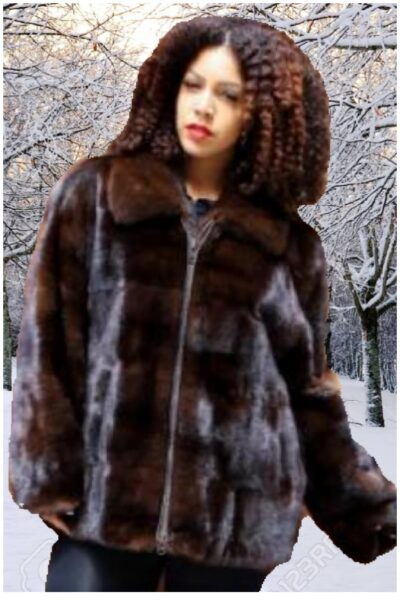 plus size classic mahogany mink fur jacket