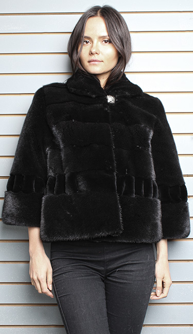 Ranch Pleated Sheared Mink Fur Jacket