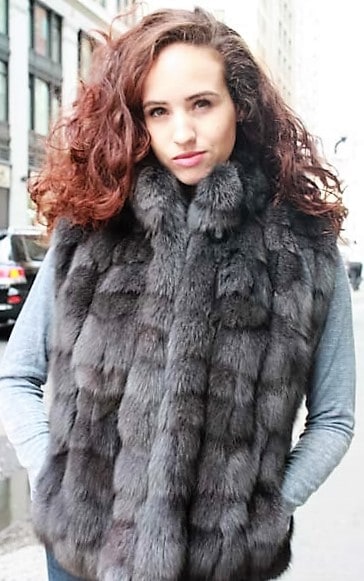 Marc Kaufman Furs Presents a gray fox fur diamond vest from Marc Kaufman Furs New York,Argentina,United Kingdom,Austria,Denmark,Norway,Australia,Finland,Saudi Arabia,Oman,Kuwait,Jordan,Egypt