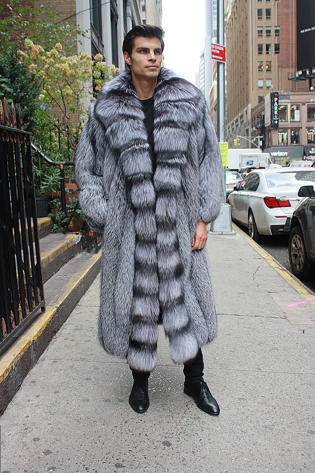 men's silver fox coat