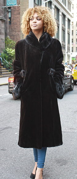 Dark Brown Sheared Mink Fur Coat