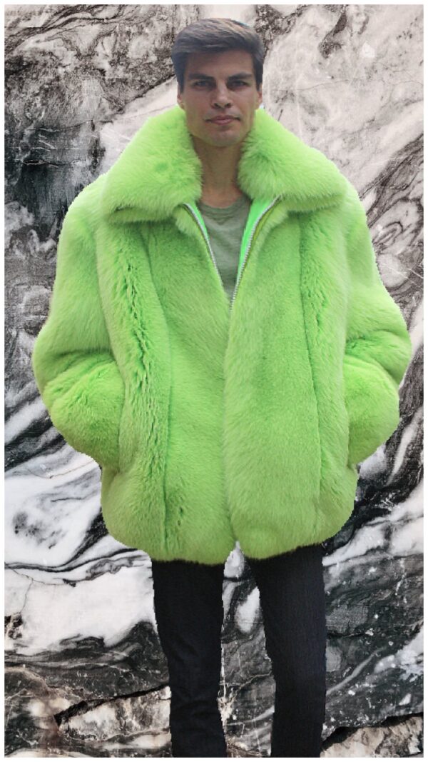 Lime Green Men's Fox Bomber Jacket 87654