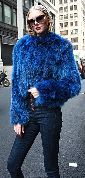 Blue Fox Fur Jacket