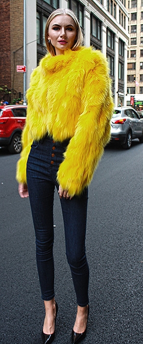 Yellow Fox Fur Jacket