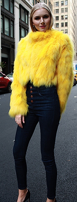 Yellow Fox Fur Jacket